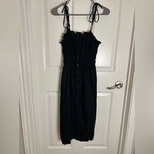 Universal‎ Thread Sleeveless Dress Women's Medium Black Midi Faux Buttons (0300)